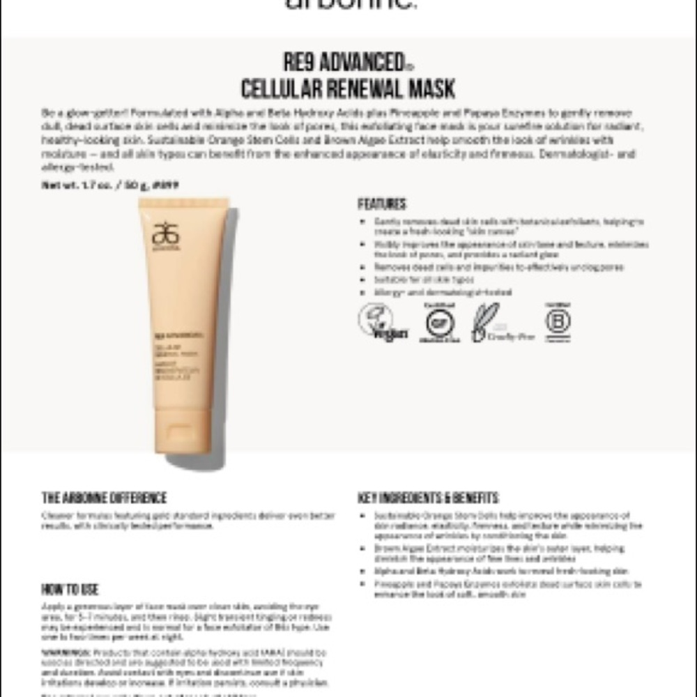 RE9 Advanced Cellular Renewal Mask